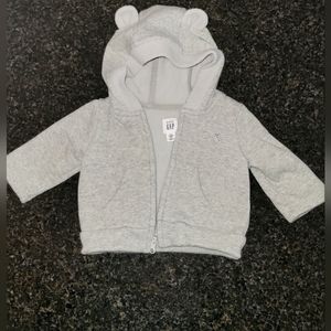 Baby Gap zip up gray hoodie size 0-3mths